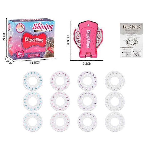 Glam Modellverktyg och 180 ädelstenar Barnleksaker, Håraccessoarer för flickor, Modedekoration för pojkar. Kan användas för kläder, hår, skor, etc. (Rosa)