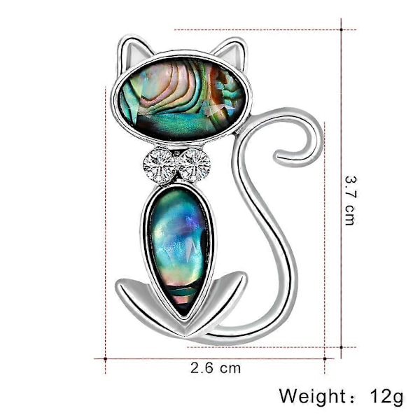 Kattbroschnålar för Kvinnor Mode Halsduksspänne Legering Rhinestone Djurbrosch 3,7*2,6cm grön silver