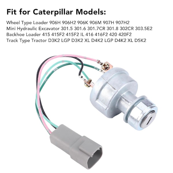 Tændingslås med 2 nøgler Høj følsomhed Aluminiumlegering 110?7887 til Caterpillar 906H 906H2 906K 906M