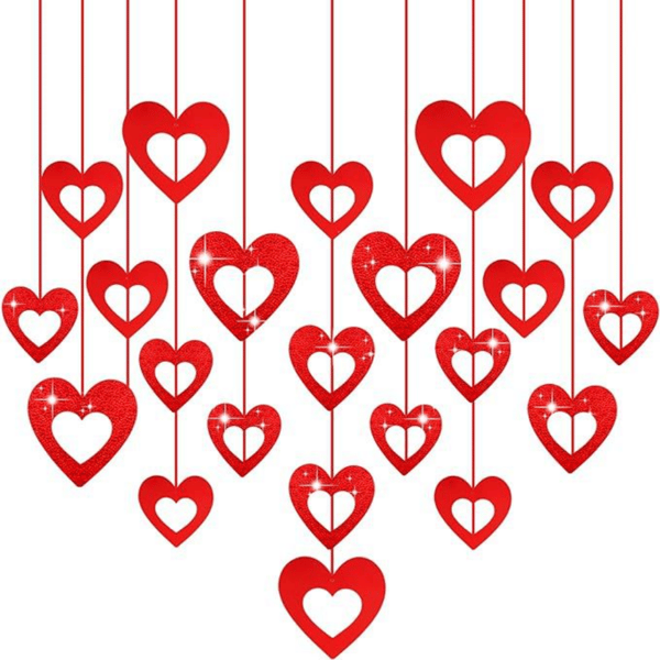 40 stykker Valentinsdag Hængende Hjerte Dekorationer til Bryllupper,