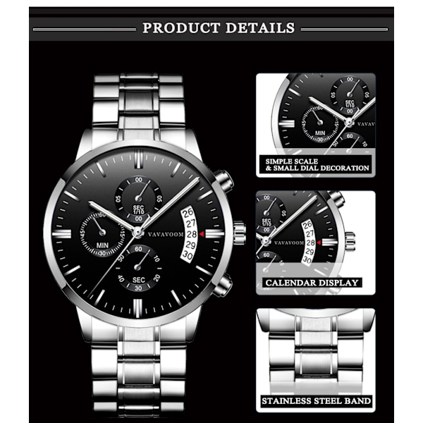 #Kvarts ur mænds ur chronograph mænds vandtæt analogt armbåndsur#