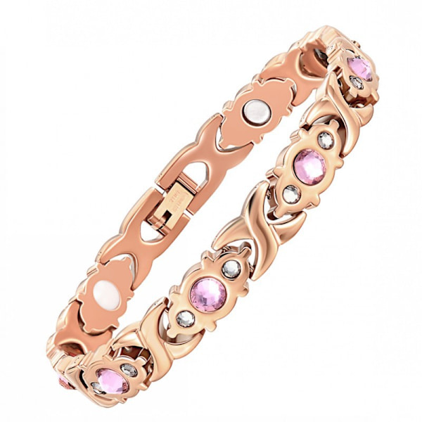 Armband i rostfritt stål för kvinnor Magnetisk sten Faux diamant Bl
