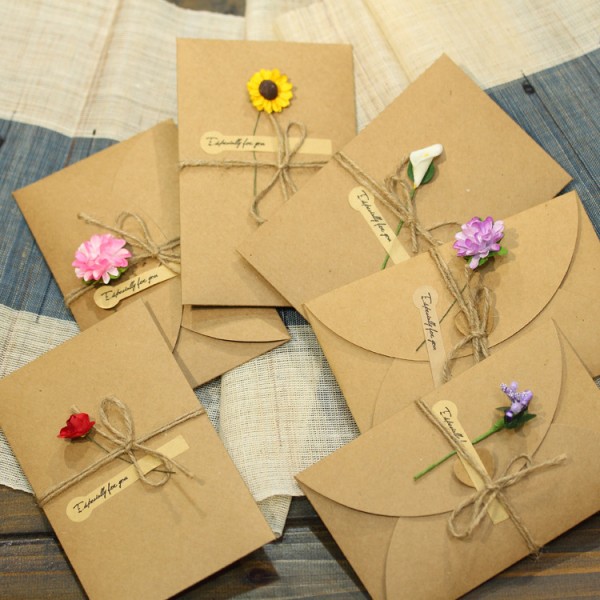 #6 Christmas Greeting Cards 17.5 * 11cm Kraft Blank Envelopes Cardstock with Envelopes Handmade Kraft Paper Greeting Cards#