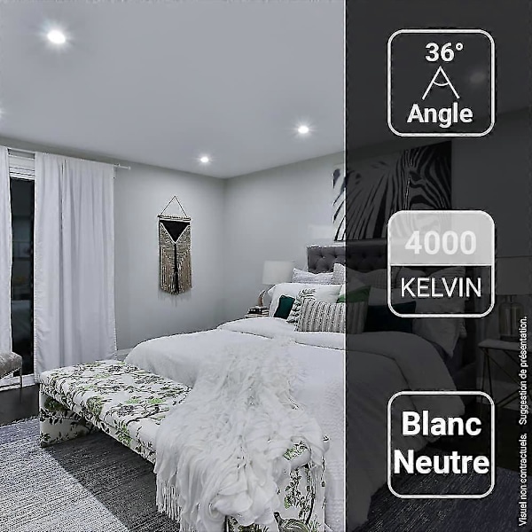 Ljusstark infälld taklampa - Set med 5 infällda spotlights - Gu10 LED-lampor ingår - Neutralvit 50 W