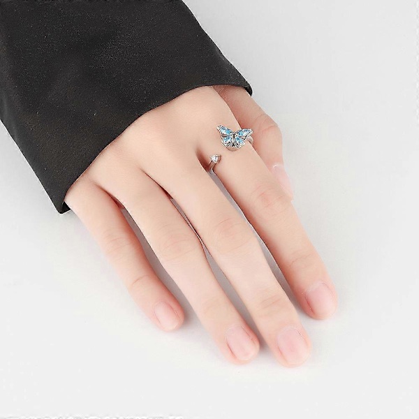 S925 Sterling Silver Fidget Ring för Kvinnor Flickor Justerbara Knogringar