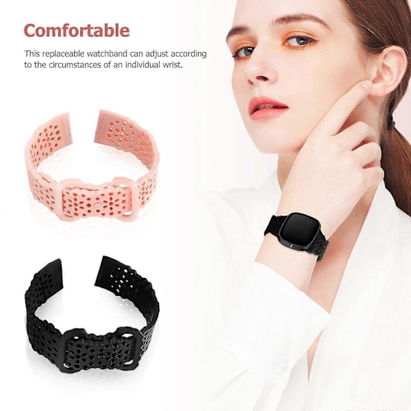 2 stk. Silikone Urremme Herre Smartwatch Rem Udskiftning Blomstret Hul Rem Hudvenlig Urrem