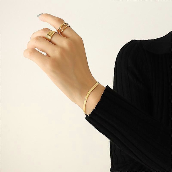 Elegant Guldkæde Armbånd og Halskæde Sæt til Kvinder 18K Guldbelagt