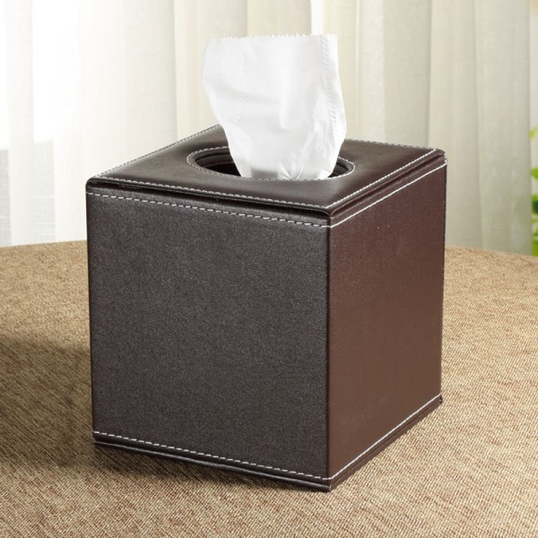 Rektangulær Tissue Box i Coffee Plain PU Box