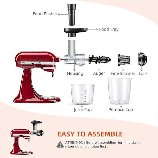 Hidas mehupuristin hedelmille ja vihanneksille, sitruspuserrin kaikkiin Kitchenaid-sekoittimiin - Mehupuristintarvike