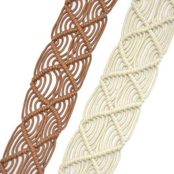 #Brun flätad dekorativ bälte, 100-135 cm#