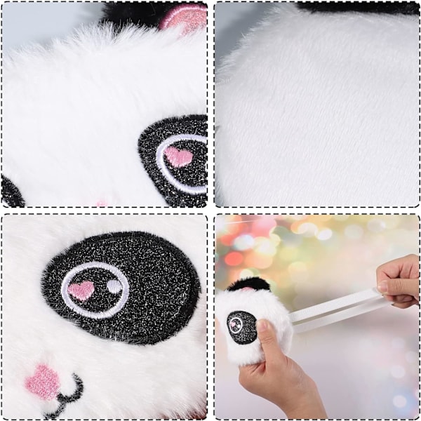 Lasten unimaaskit, 3D Plushiset unimaaskit söpöjä hauskoja piirrettyjä pandakarhuja