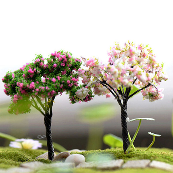 Farfi Plant Miniature Mini Olika form Plast Metall Dockhus Träd Miniatyr För HemGrön Vit