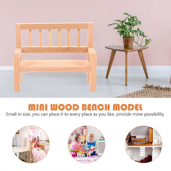 Mini Träbänk Modell Miniatyr Husmöbler Mini Hus Dekorativa Tillbehör