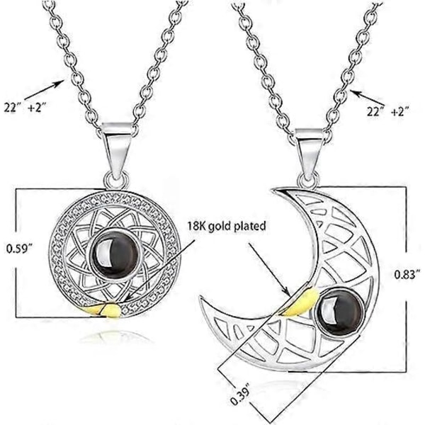 925 Sterlinghopea kaulaketju, Aurinko ja Kuu Yin Yang Magneettinen Pariskunta Kaulakoru