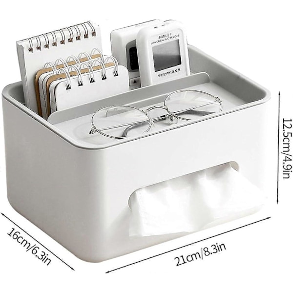 Skrivebords Tissueboks Holder - Rektangulær Tissue Dispenser Holder med Sideåpning | Multifunksjonell Tissueboks Holder | Serviett Holder med Boks