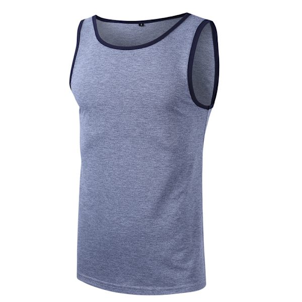 Grå med blå(a) sommar kläder för män ärmlös t-shirt män