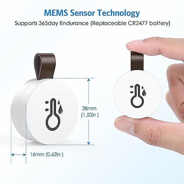 Bluetooth Termometer Hygrometer, Mini Inomhus Termometer med App, Datalagring, Temperaturövervakningssensor, Ansluten Termometer för Hem, Kontor,