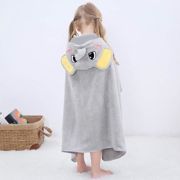 /#/Baby hooded bath towel (gray elephant 70*120cm) cute animal cott/#/