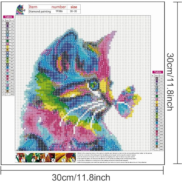 5D DIY Täysi Timantti Kissa 30 x 30cm, Strass Timanttimaalaus K