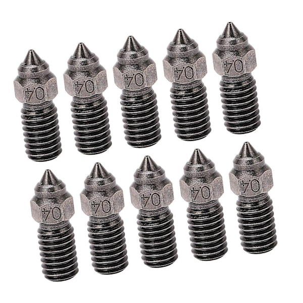 10 stk 0,4 mm Ekstruderdysser Høj Flow Hot End Hærdet Stål Dyse Udskiftning til Neptune 3D Printer