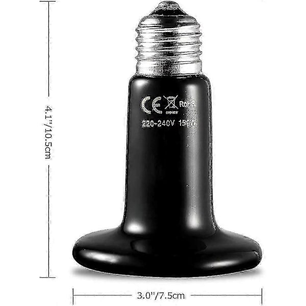 150w Infrarøde Lamper Keramisk Reptil- og Amfibievarme Pære, Slange, Fugl, Skildpadde (220-240v, E27 Gevindadapter)