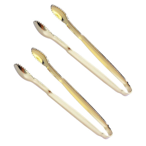 2 stk. Gullbelagte Mini Serveringstenger Sukkerbit-tenger Premium Rustfritt Stål Mini Istang Perfekt for Teselskap Kaffebar Hjemmeforsyninger