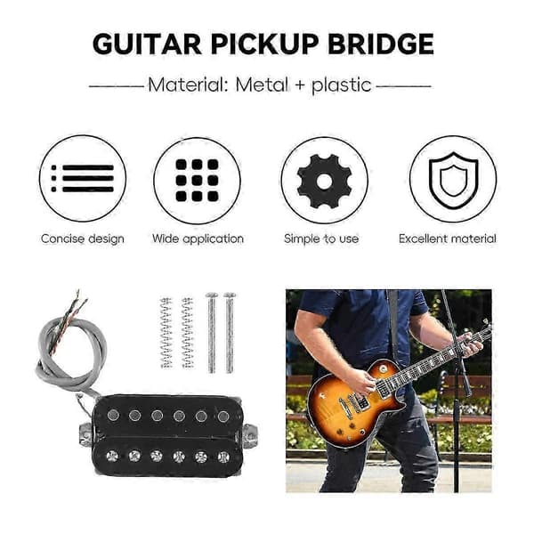 Elektrisk Gitarr Humbucker Mickar Hals Alnico V Mick Svart