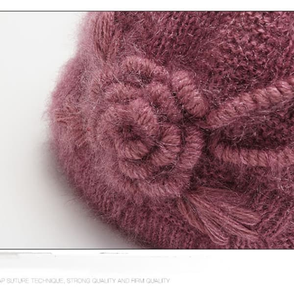 #Rosa ullhatt med fleece för att hålla dig varm#