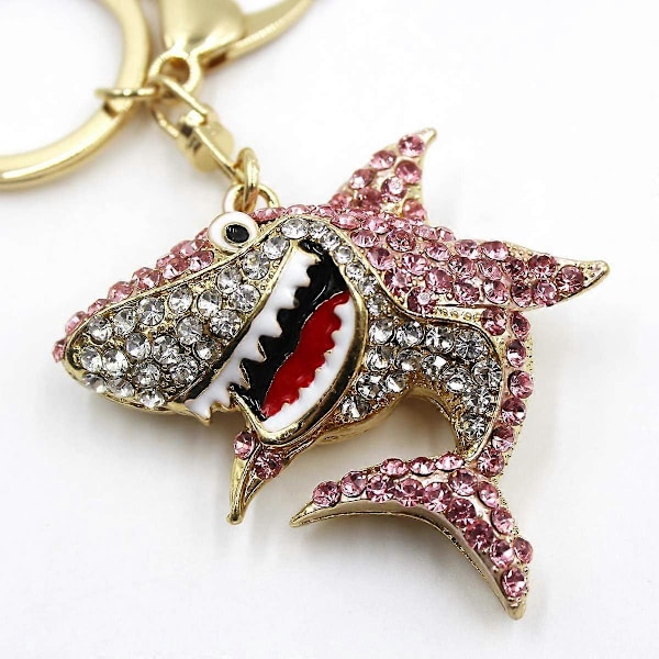 Hai Nøkkelring Søt Skinnende Rhinestone Nøkkelringtilbehør med Klips for Jenter Gutter Kvinner