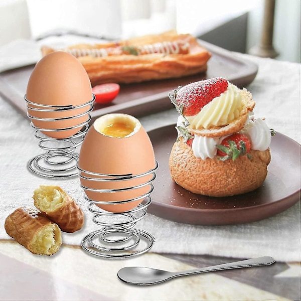 Eggeskallkutter med eggeglass og eggeskje, eggeskallåpner