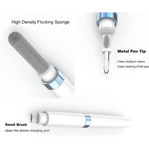 #4-i-1 rensebørste til hovedtelefoner og opladningsetui Sølv#