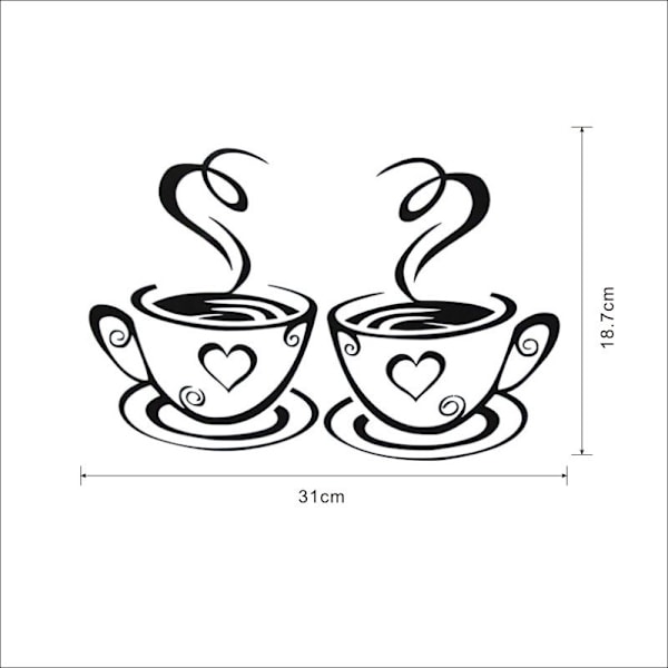 Par kaffe-koppar avtagbara väggdekaler