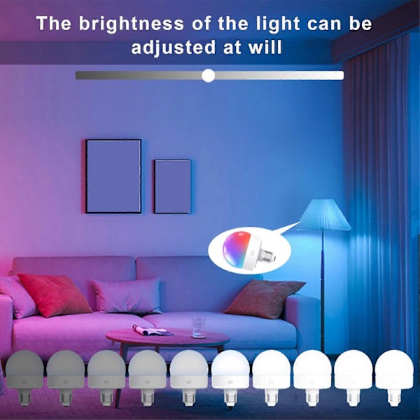USB Uppladdningsbar Lampa med Fjärrkontroll Timer Dimbar Lätt att Installera Batteridriven E27 Lampa RGB Lampa QingHai