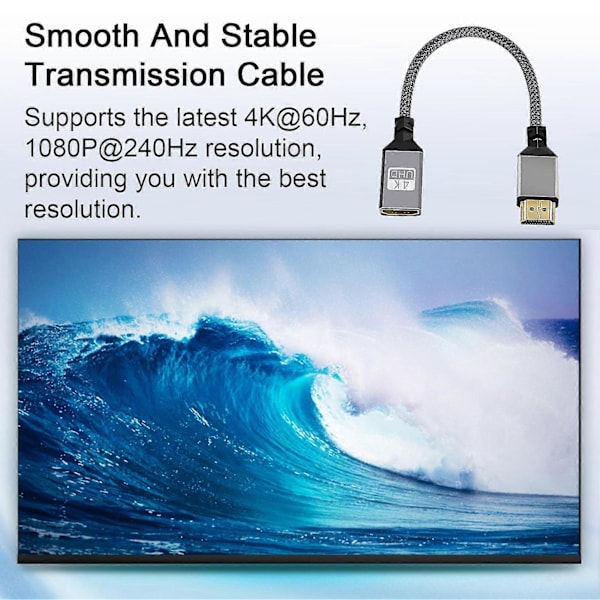 4K 60Hz HDMI-kompatibelt til HDMI-kompatibelt fleksibelt flettet kabel aluminiumslegering interface Ultra HD-kompatibelt TV-video
