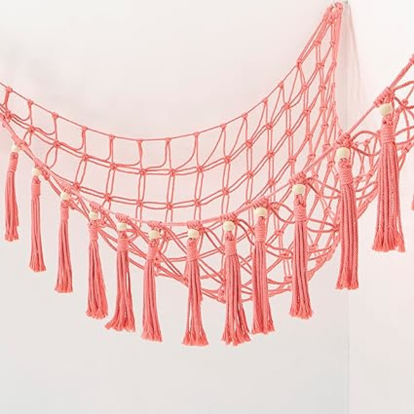 Plush Leksakshängmatta (Rosa) - Fransad Spetsleksakshängmatta med