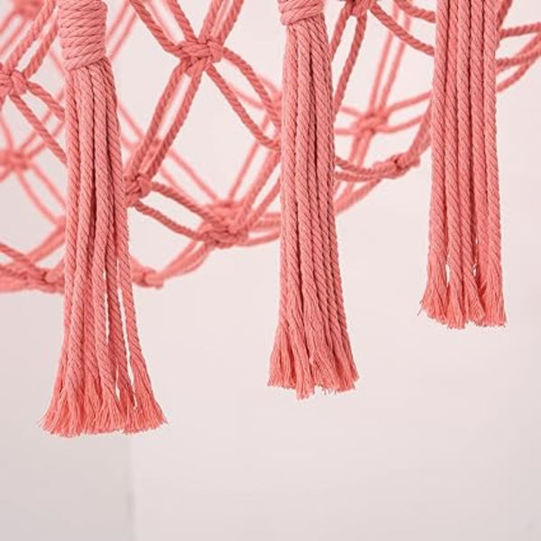 Plush Leksakshängmatta (Rosa) - Fransad Spetsleksakshängmatta med