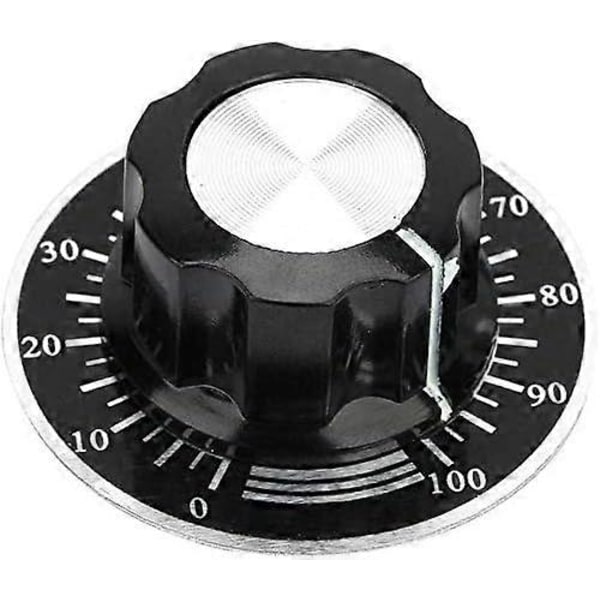 5 stk. 6 mm/27 mm Potentiometerknap Potentiometer Riflet Knapper Lydstyrkekontrol Drejehætte med Digital Skala Plade MF-A03