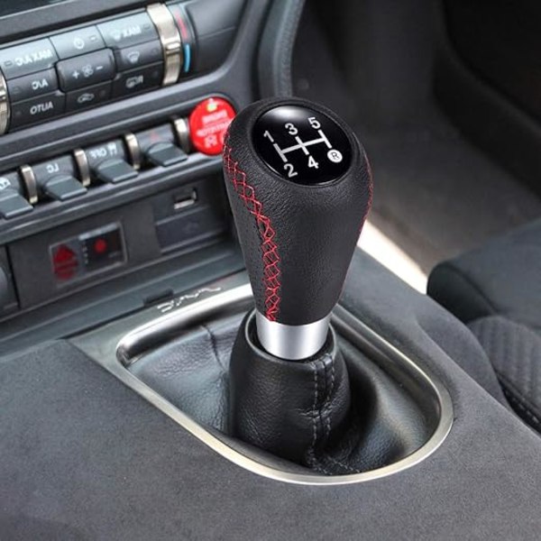 Gear Shift Knob 5 Speeds Manual Leather,Red Couture