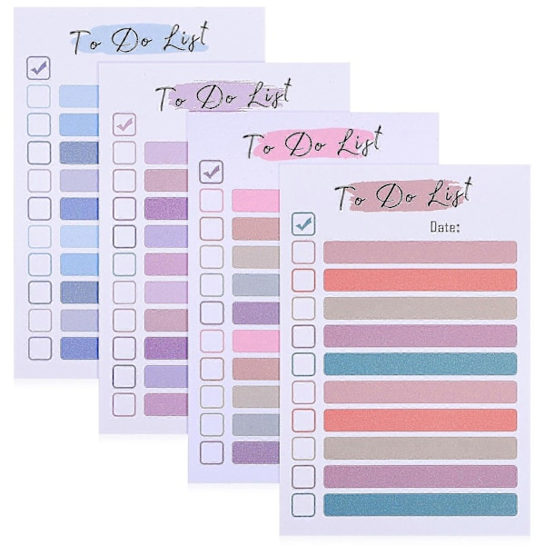 4 stk. To Do List Sticky Notes Memo Pads To Do List Notesblokke Sticky To Do List Papir Kontor Skrivebordstilbehør