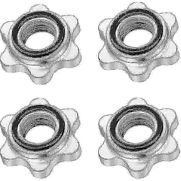 Set med 4 Hantel Spinlock, Halkfria 25 mm Standard Spinlock Låsringar, Skruvkorkar för Hantelstänger, Skivstångsstjärnlås A-yuhao