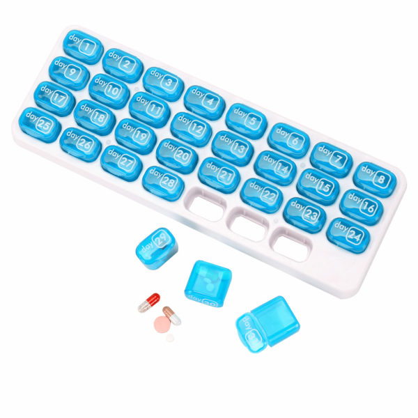 /#/Pillerbox 31 dagar Bärbar medicin pillerbox med lock Månadsvis resetablettbox Medicinlåda Vitaminpillerbox för daglig användning och resor/#/