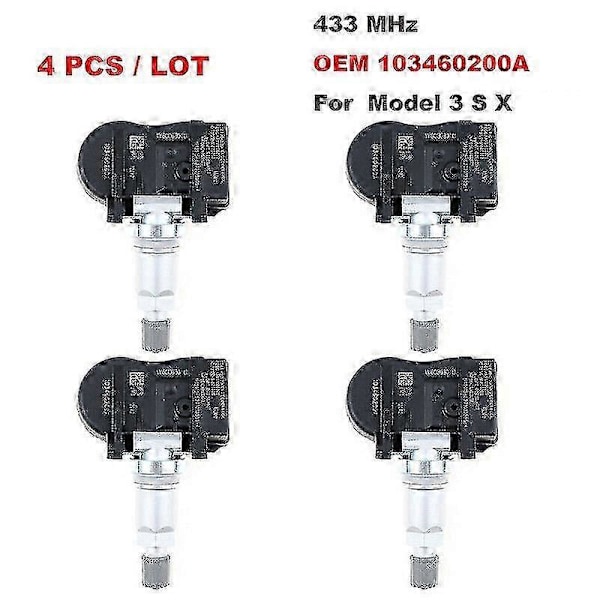 1 Set med 4 Tpms 433mhz Däcktryckssensorer För Model S Model X Model 3 1034602-00-a 103460200a