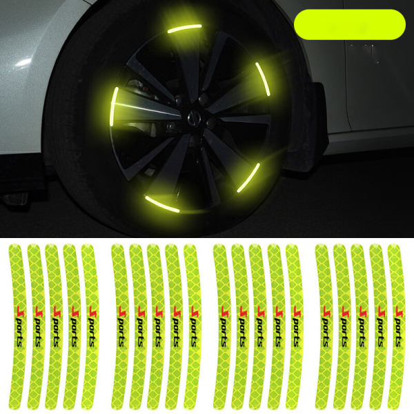 Neongrön - set med 20 reflekterande klistermärken för innerhjulen