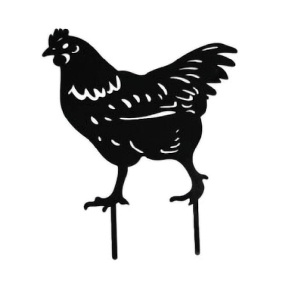 #Paketti Metalliset Maanastat Puutarhaan - Kana-Veistos - Metalli Kana-Patsas - Puutarhan Siluetti#