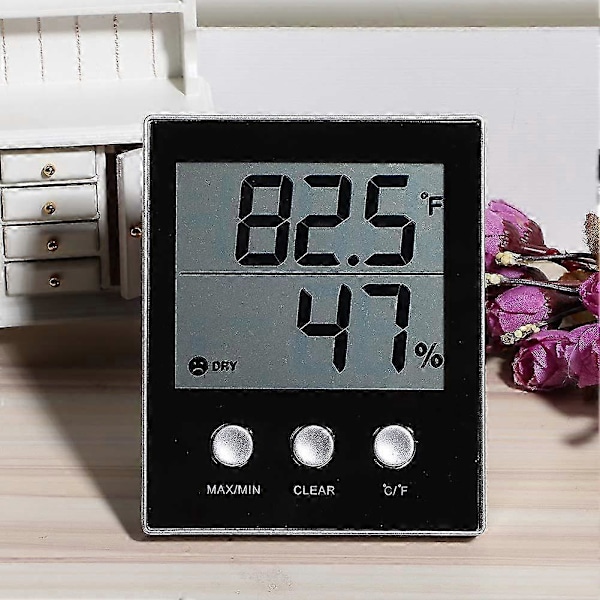 Temperatur- och fuktighetsmätare, elektronisk LCD-display inomhus hygrometer, för hemväxthus