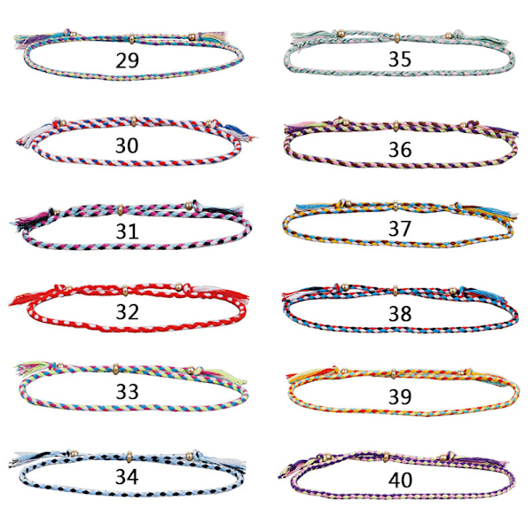 Flätat armband, färgglada handgjorda snöre armband, justerbar