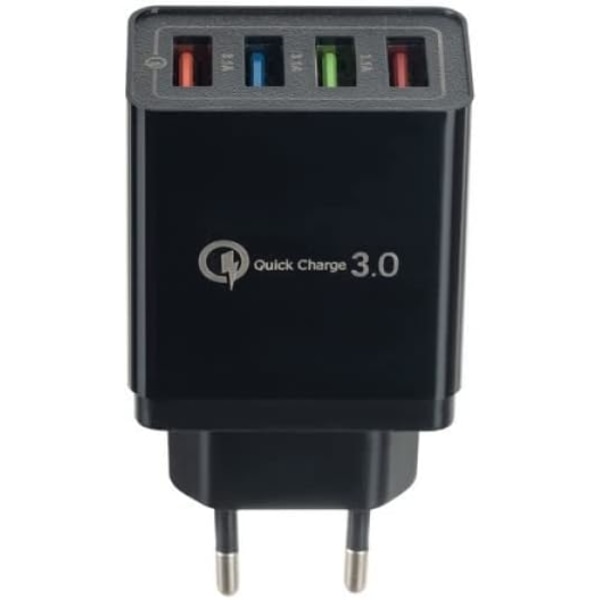 USB-vegglader, 4 porter/Intelligent funksjon og ultrasnabb 3.
