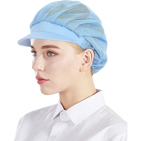 3 Pak Mesh Kokkehatte - Blå, Unisex Køkkenhatte med Mesh, Arbejde