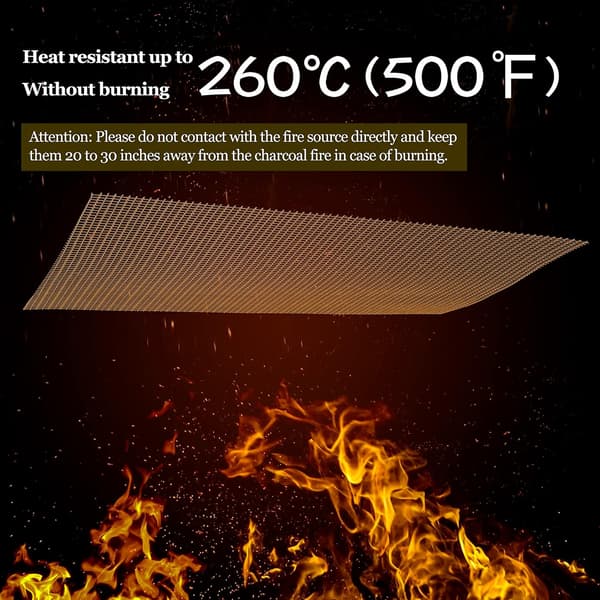 Set med 5 BBQ Bakmattor Rektangulära Grillplancha Mat Non-Sl