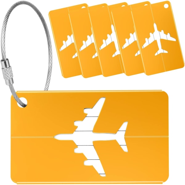 Flyplass Bagasje Tag 6x Aluminium Legering Koffert Tag med Rustfritt